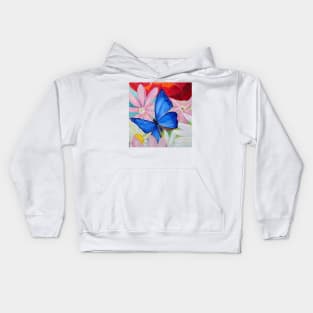 blue butterfly Kids Hoodie